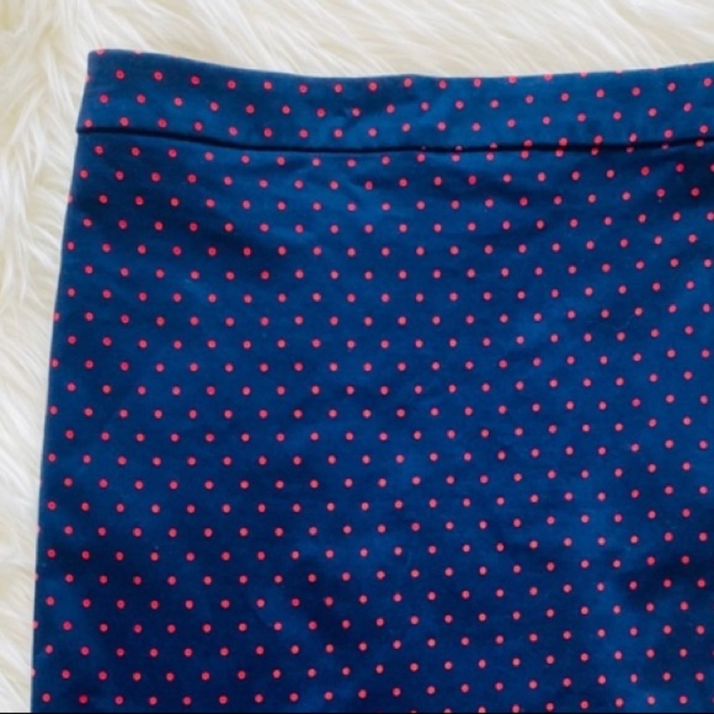 J. Crew Career Pencil Skirt navy polka dot XS
